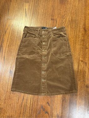 Kut from the Kloth Button-Front Corduroy A-Line Skirt - Brown